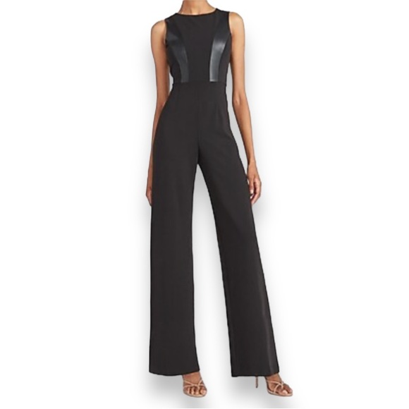 Express Pants - Vegan Leather Pieced Wide Leg Jumpsuit Size Large NWOT